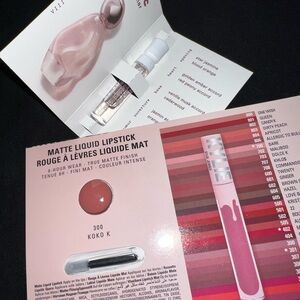 Kylie Matte Liquid Lipstick sample and perfume sample